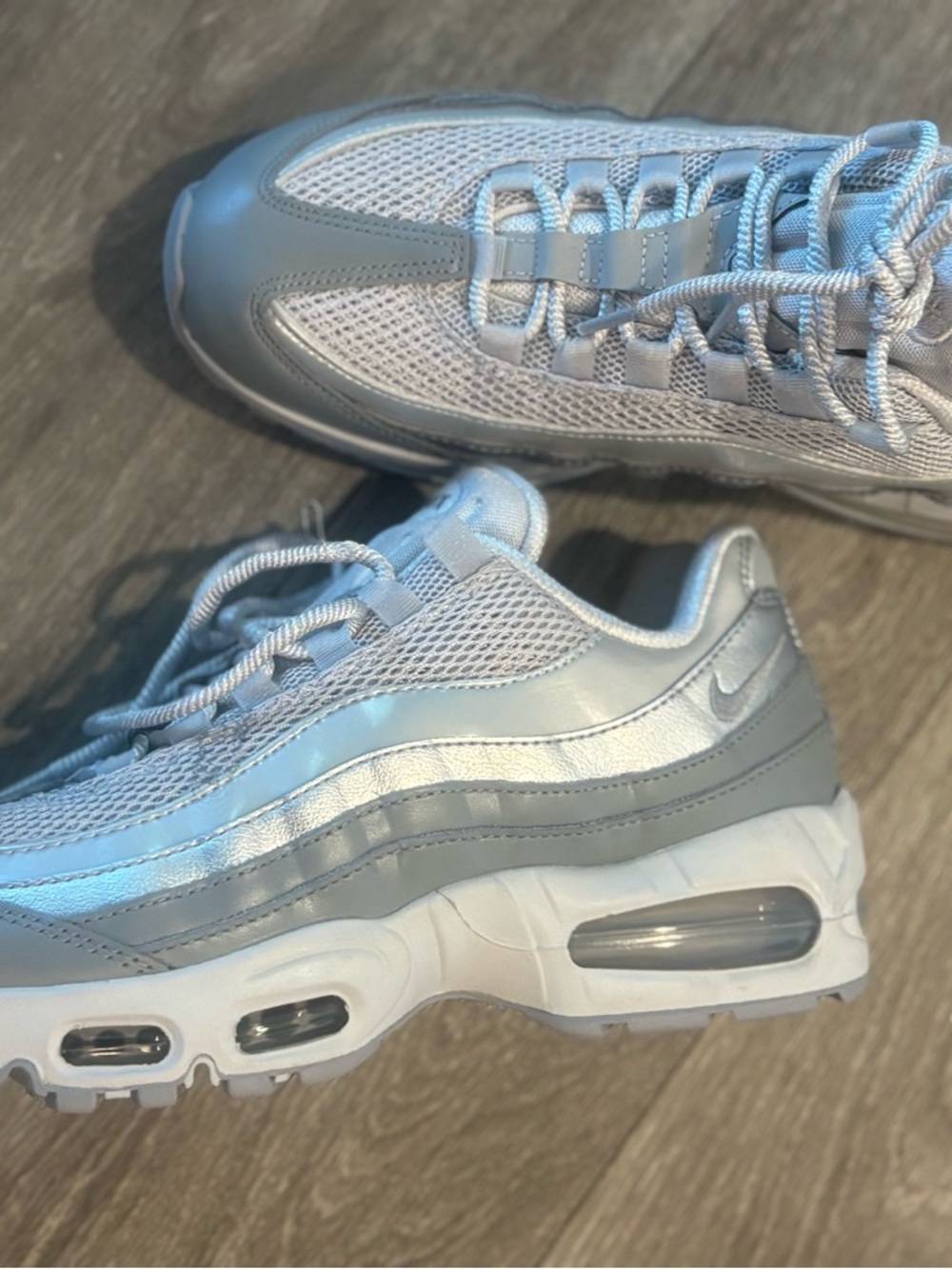 Nike Silver Metallic and White Air Max 95 Sneakers